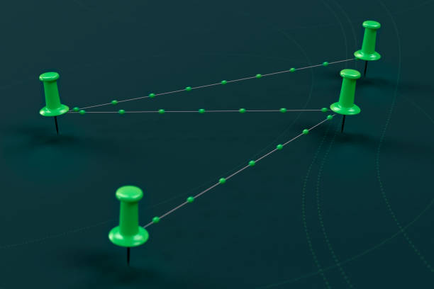 Pins strung together concept image of social network, networking, communication, and discussion.