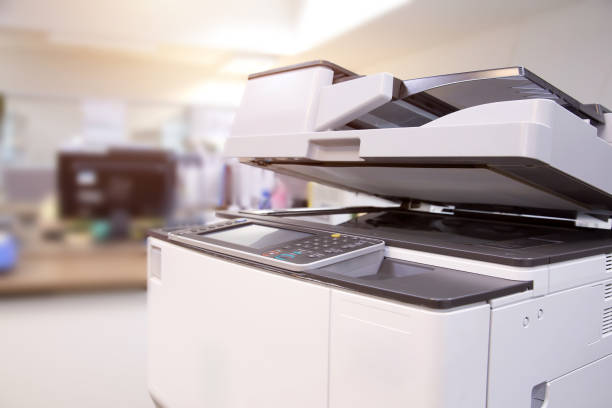 The photocopier or printer is office work tool equipment for scanning document and copy paper.
